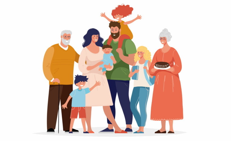 familj, tre generationer